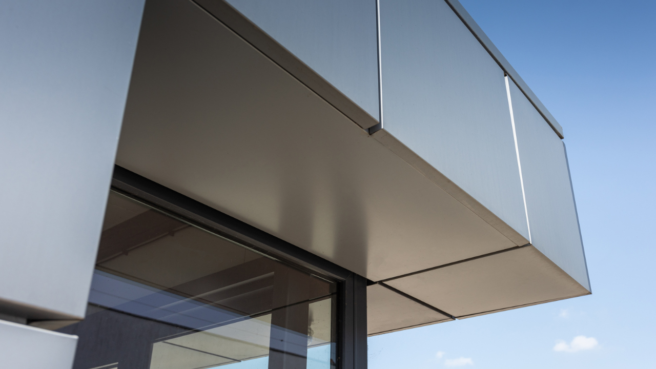 Kontorspaviljong, Mor-pol kontor 60 m², Equitone-fasader - vy 3
