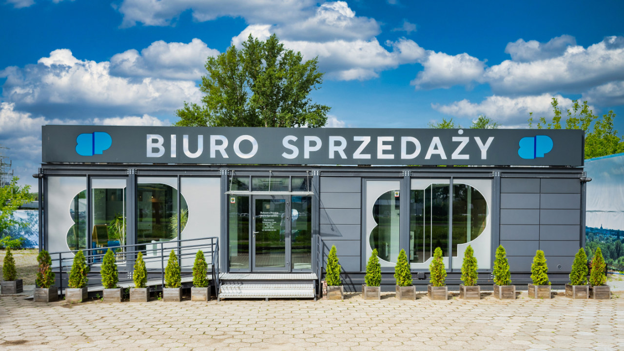 kontorspaviljong, Försäljningskontor för bostäder, Bulwary Wiślane, Mennica Polska 150 m² - vy 1