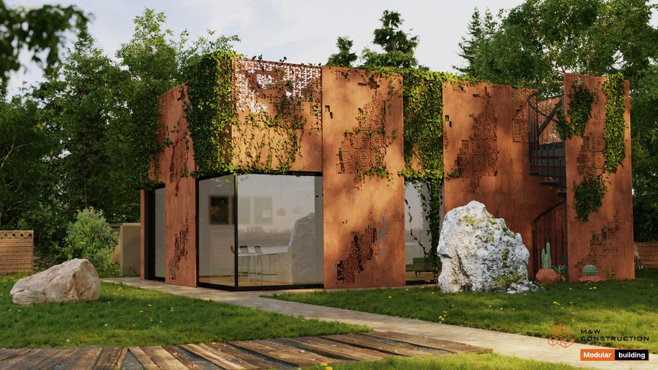Paviljong med terrass CORTEN - visualisering - 1