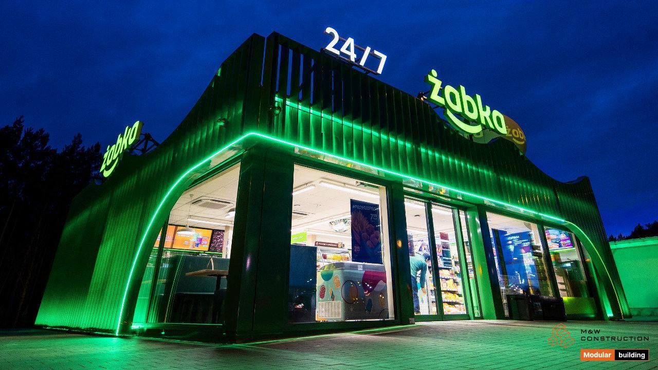 Modulär handelspaviljong för Żabka-butik
