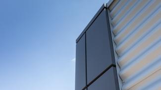 Kontorspaviljong, Mor-pol kontor 60 m², Equitone-fasader - vy 2