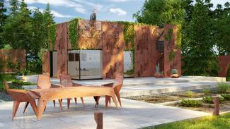 Paviljong med terrass CORTEN - visualisering - 2