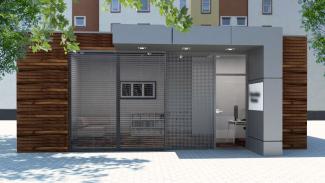 ZEZ PRO 60 m² Rombo, modulpaviljong på affärsmässa.