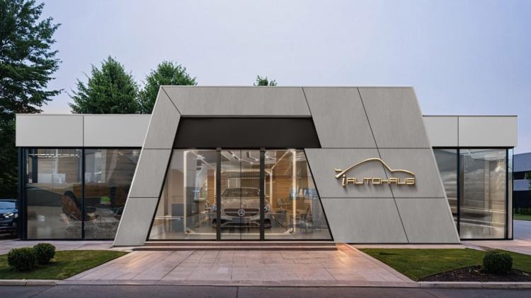 Paviljong för bilbranschen 72 m² med måtten 12,0 x 6,0 x 3,2 m