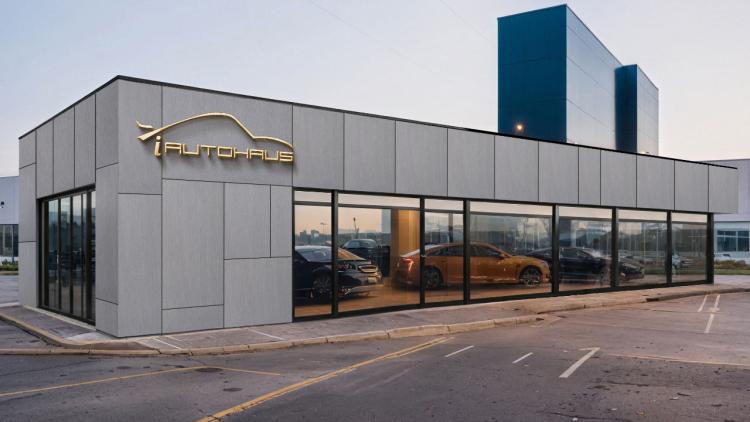 Paviljong för bilbranschen 108 m² med måtten 18,0 x 6,0 x 3,2 m